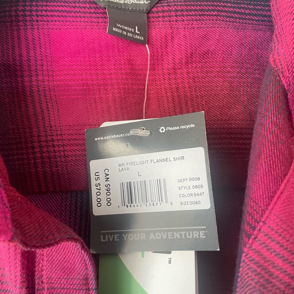 New Eddie Bauer Vibrant Plaid Button Down Shirt (NWT) - Picture 3 of 12